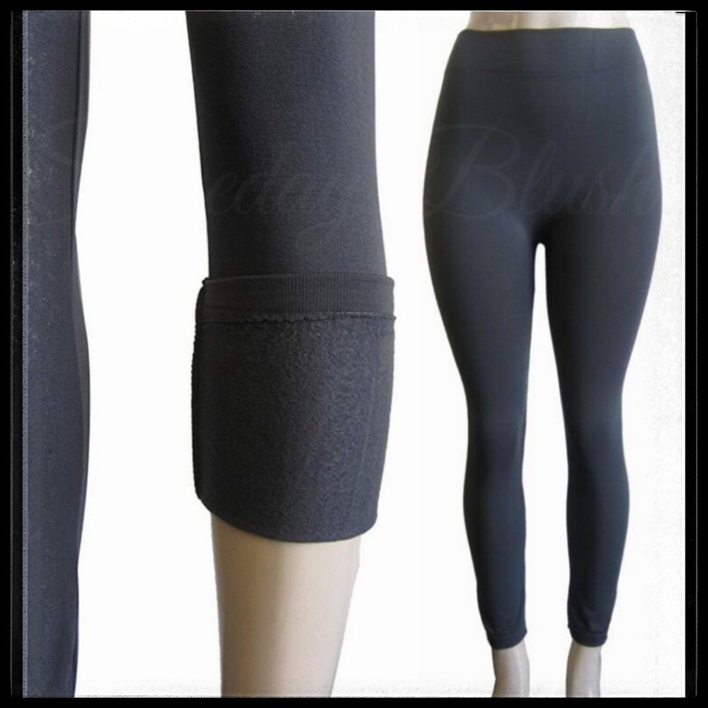 Fleece Leggings, Charcoal Grey, OS, NIP - Picture 4 of 7